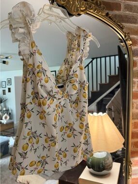 Floral Lemon Ruffle Strap Camisole - White/Yellow